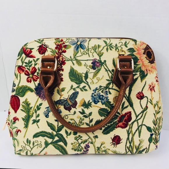 Signare Handbags - Signare Handlebar Tapestry  Zippered 9”x12”x4.5”